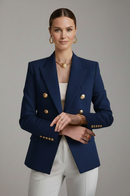 Celestia | Women's Double Breasted Blazer with Gold Tone Buttons
