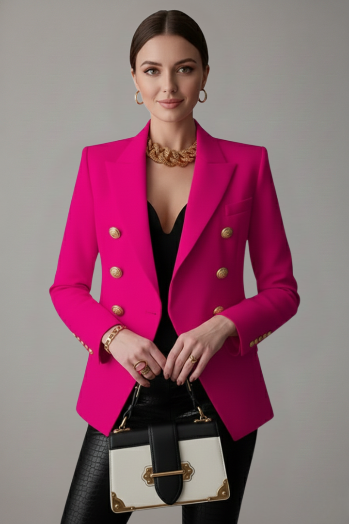 Celestia | Women's Double Breasted Blazer with Gold Tone Buttons