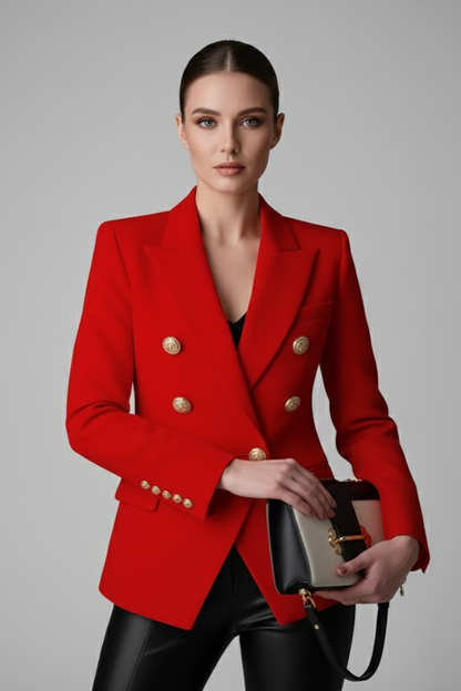 Celestia | Women's Double Breasted Blazer with Gold Tone Buttons