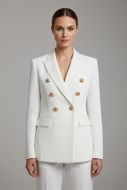 Celestia | Women's Double Breasted Blazer with Gold Tone Buttons