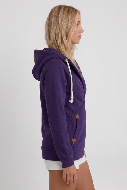 Sylvia | Women's Hooded Zip Front Jacket with Rope Drawstrings