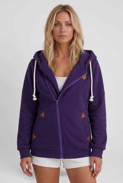 Sylvia | Women's Hooded Zip Front Jacket with Rope Drawstrings