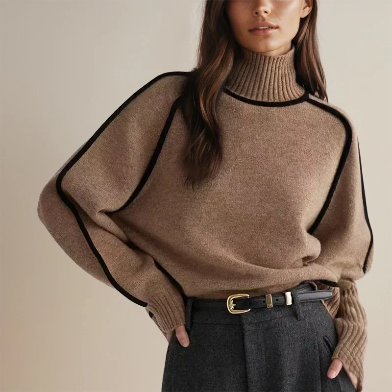 Genevieve | Women's Turtleneck Batwing Sleeve Sweater