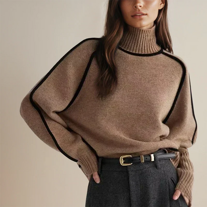 Genevieve | Women's Turtleneck Batwing Sleeve Sweater