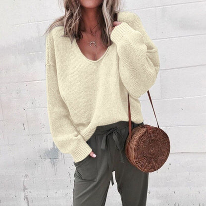 Classic knit V-neck everyday jumper for women | Liora