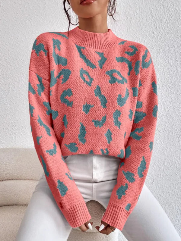 Bold leopard-print knit everyday jumper for women