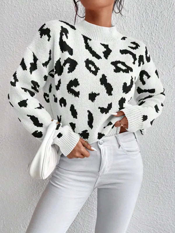 Bold leopard-print knit everyday jumper for women | Vivienne