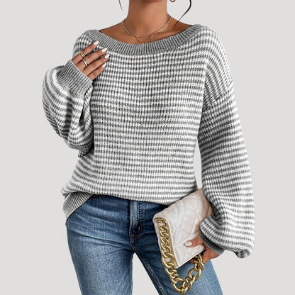 Oversized striped knit everyday jumper for women | Marlowe