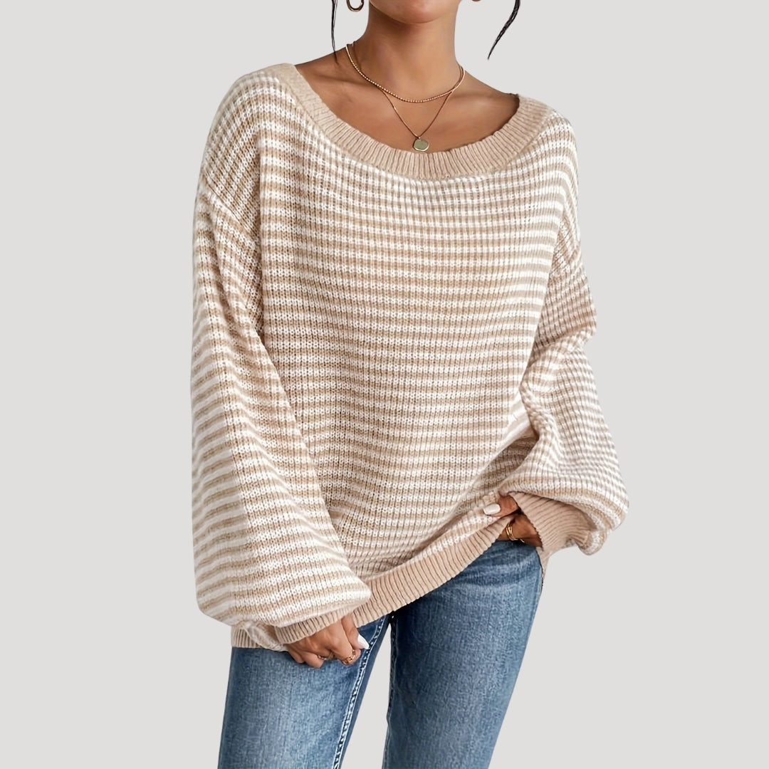 Oversized striped knit everyday jumper for women | Marlowe