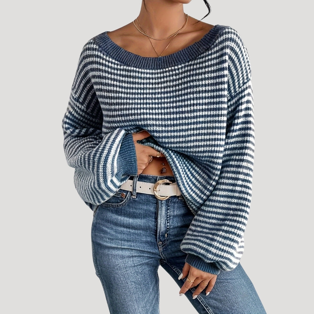 Oversized striped knit everyday jumper for women | Marlowe