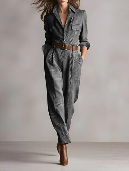 Elegant plaid utility jumpsuit for women | Arlena