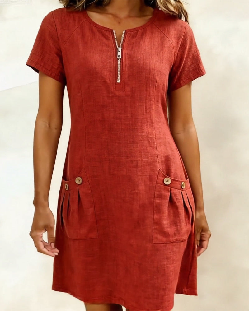 Casual solid A-line mini dress for women | Eliana