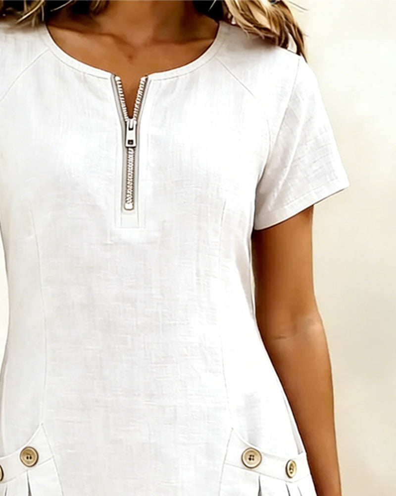 Casual solid A-line mini dress for women | Eliana