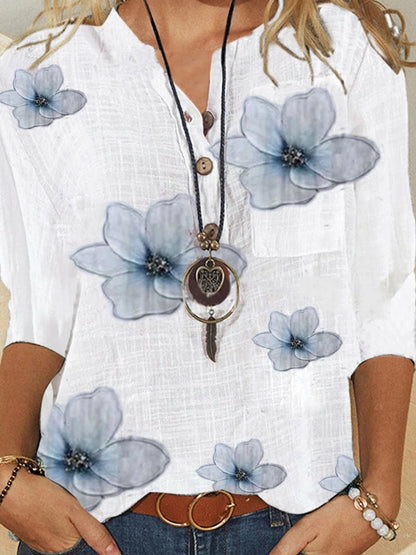 Floral print button-front blouse for women | Marisela