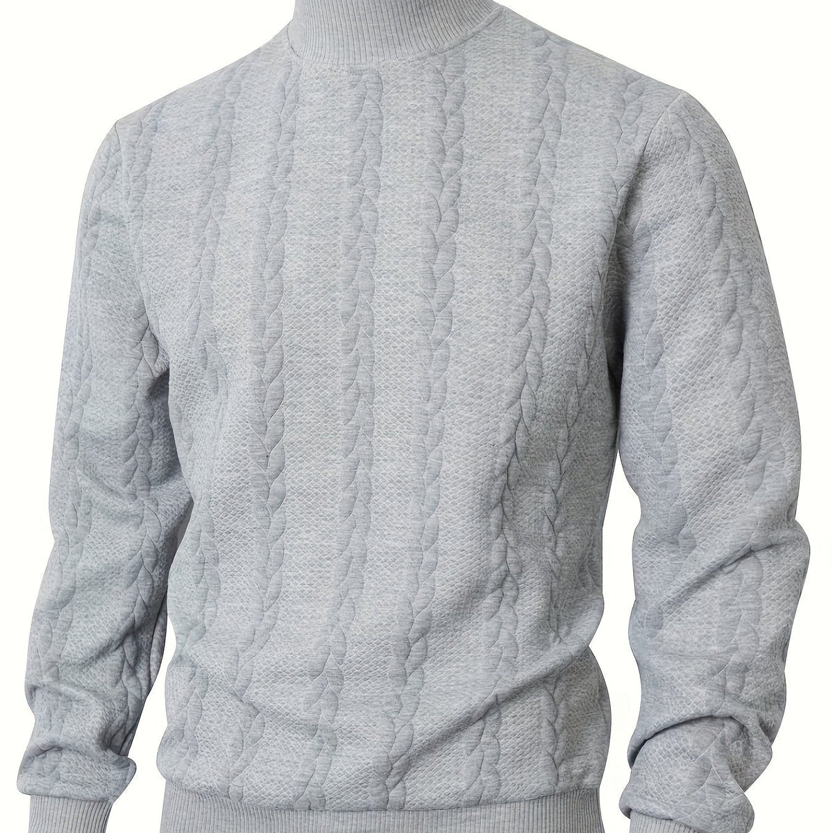 Marvane | Men's Textured High Neck Sweatshirt with Ribbed Cuffs