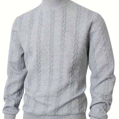 Marvane | Men's Textured High Neck Sweatshirt with Ribbed Cuffs
