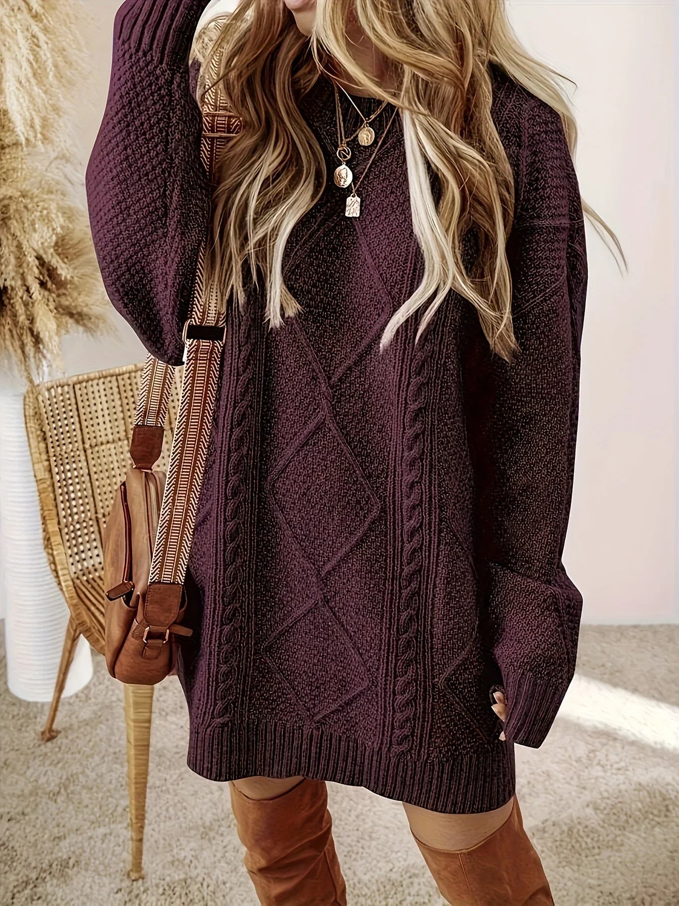 Juno Cable Knit Sweater Dress | Elara