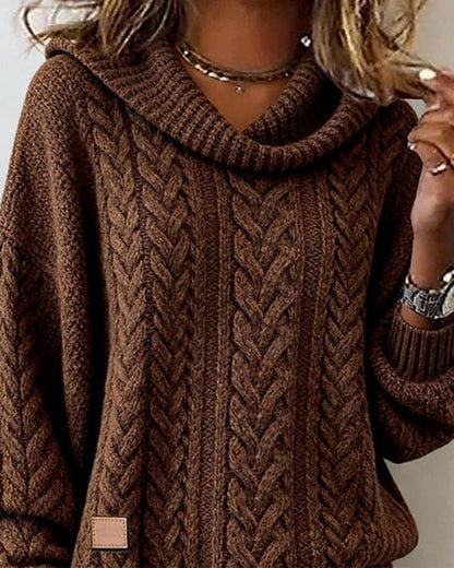 Whitley | Women's Cable Knit Draped Collar Sweater
