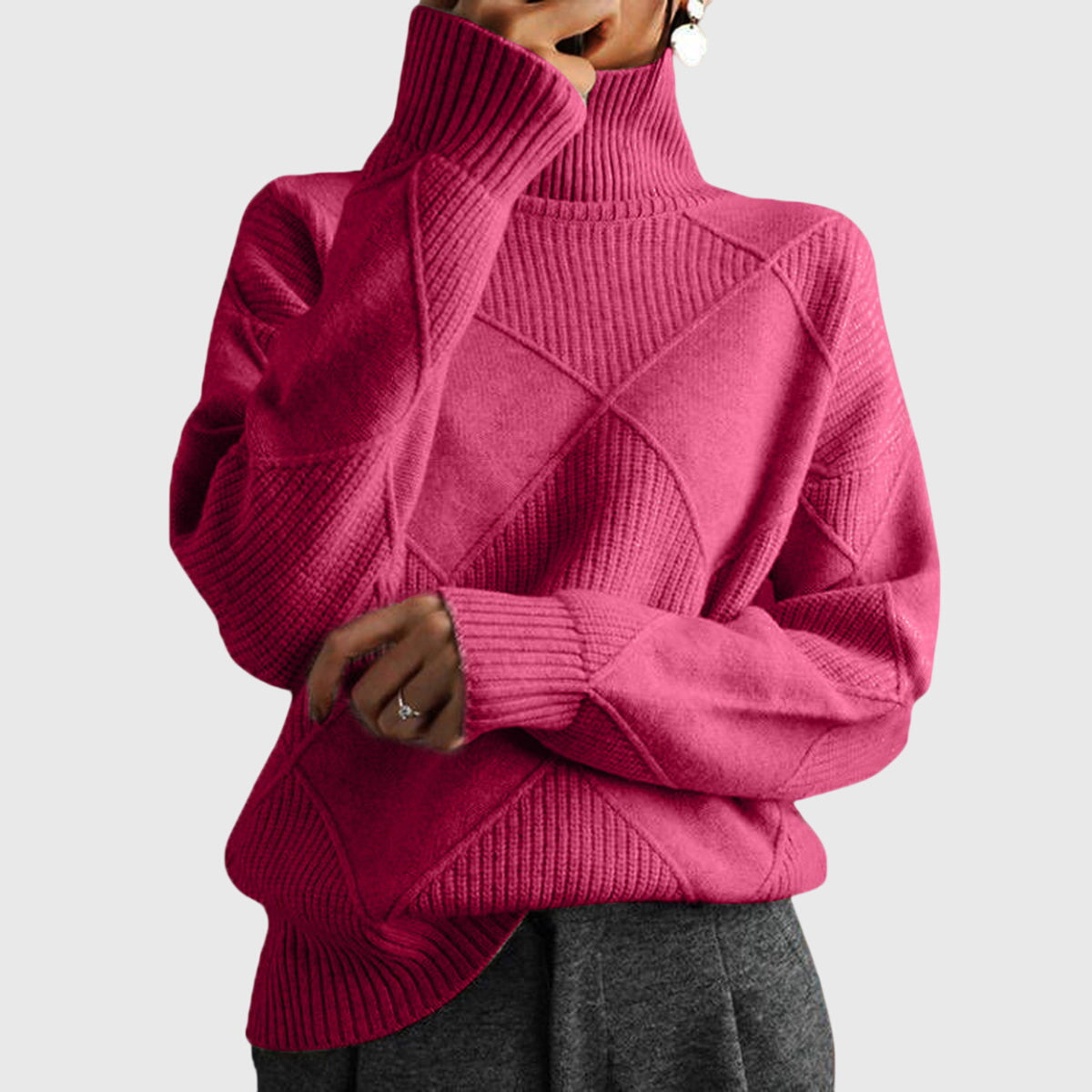Relaxed cosy knit turtleneck everyday jumper for women | Lunelle
