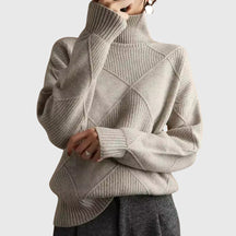 Geometric Turtleneck Elegant Sweater for Women | Seraphina