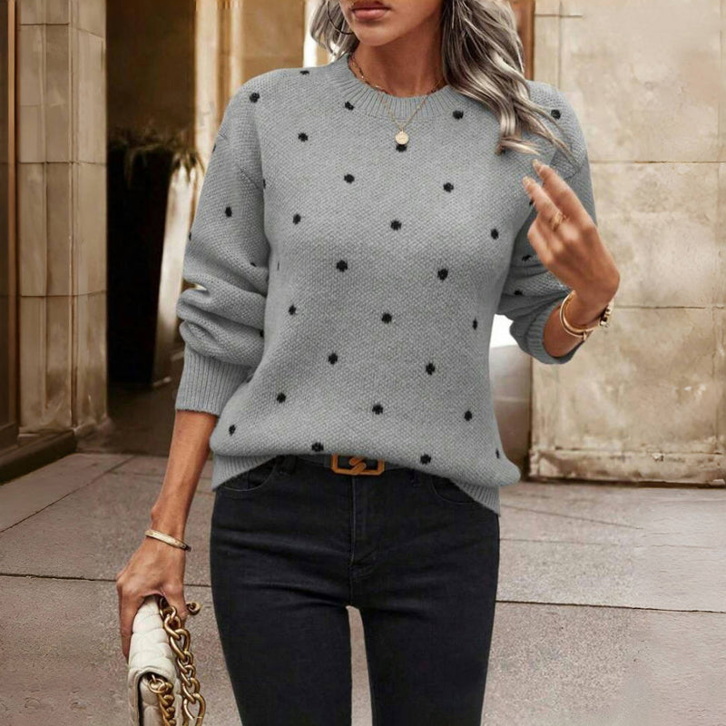 Relaxed polka-dot knit everyday sweater for women | Lunette