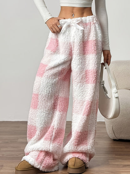 Aira | Women's Plaid Wide Leg Drawstring Sweatpants