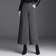 Plaid wide-leg trousers with belt accent | Ashton