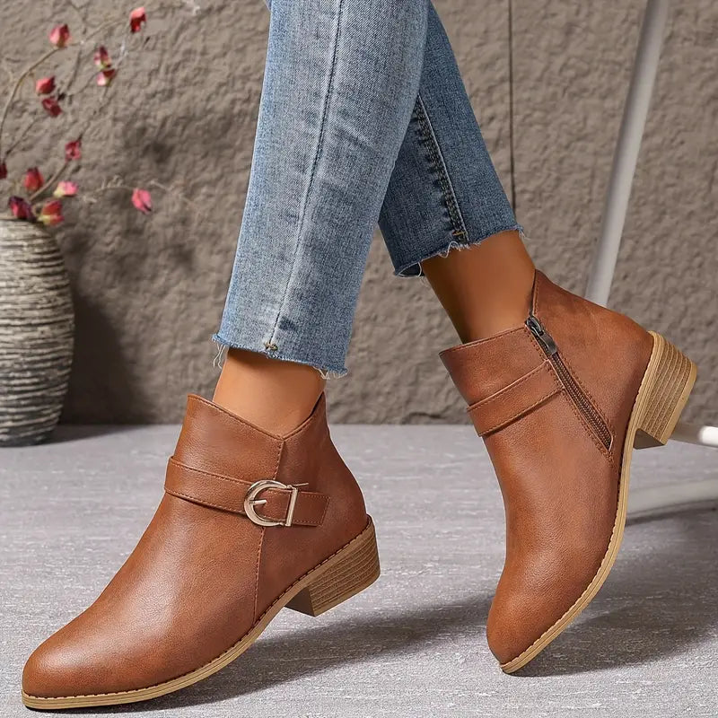Vivien | Women's Cushioned Wide Toe Ankle Boots with Low Heel