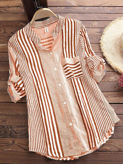 Casual striped button-down blouse for women | Genevieve