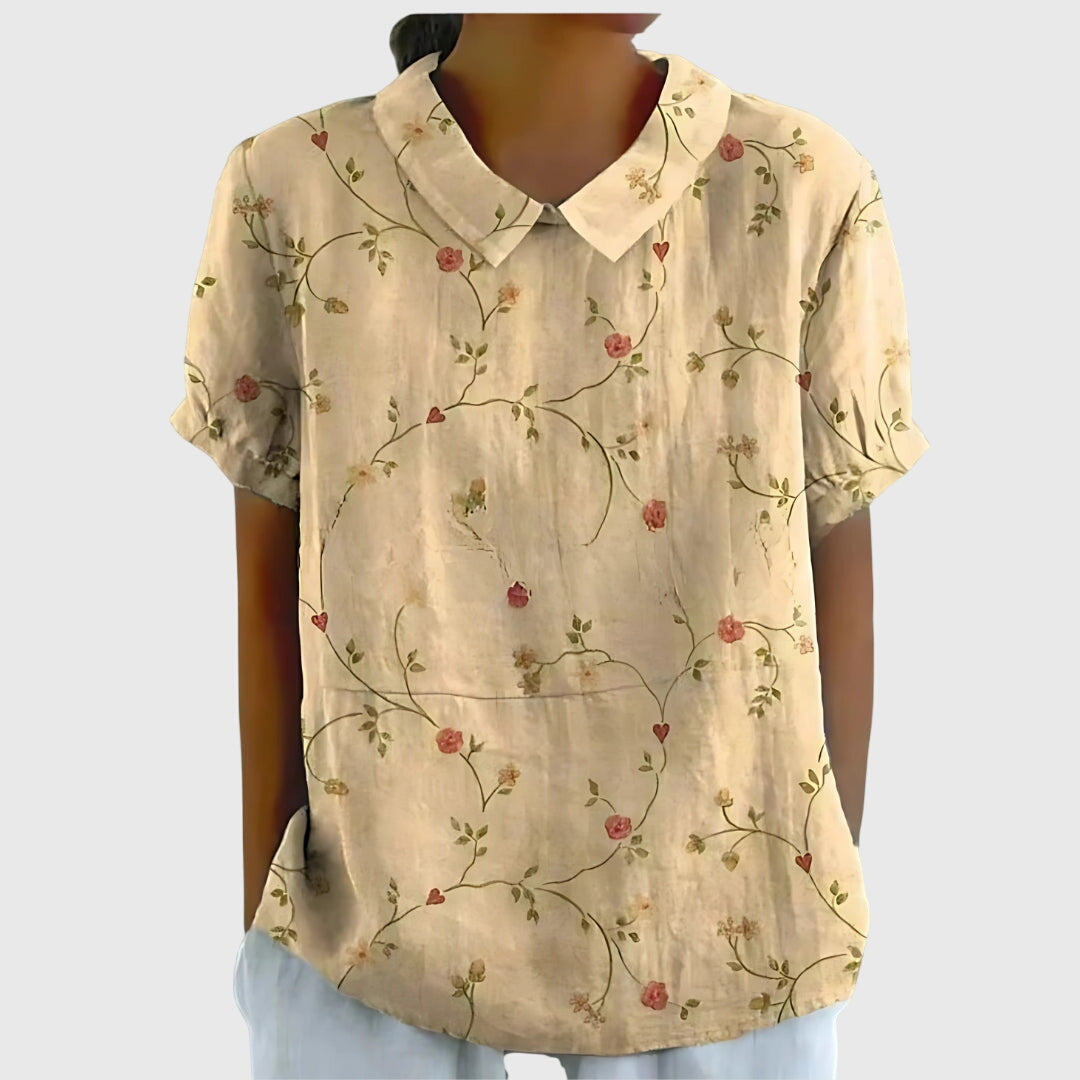 Veronica | Women's V Neck Short Sleeve Floral Blouse