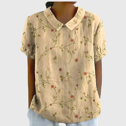 Veronica | Women's V Neck Short Sleeve Floral Blouse