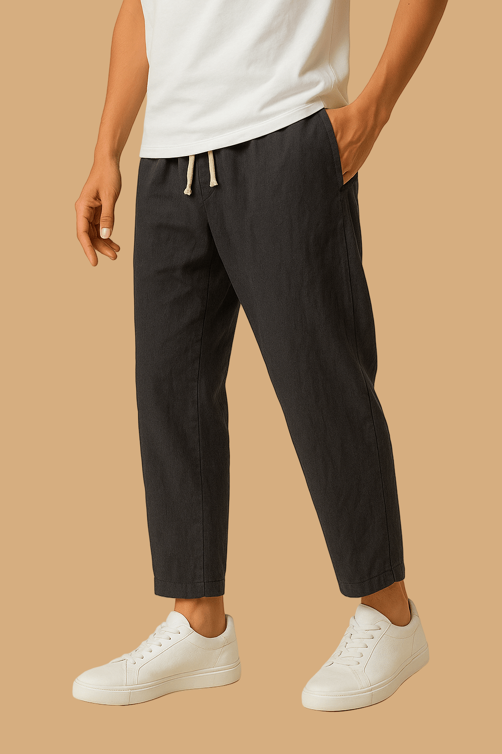 Mateo Linen-Style Trousers | Lightweight Beach Pants | Relaxed Fit with Drawstring Waist