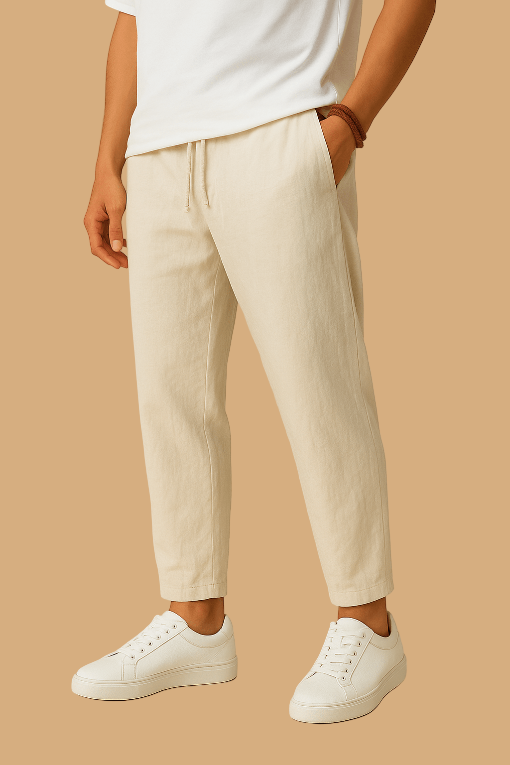 Mateo Linen-Style Trousers | Lightweight Beach Pants | Relaxed Fit with Drawstring Waist
