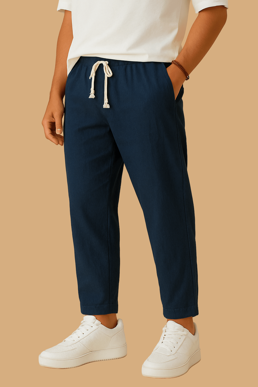Mateo Linen-Style Trousers | Lightweight Beach Pants | Relaxed Fit with Drawstring Waist