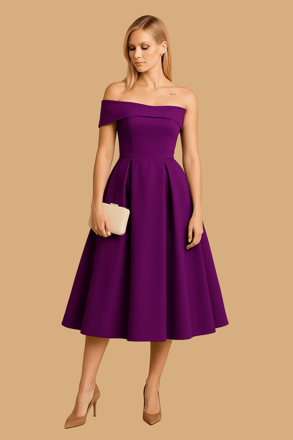 Women’s Amelia Off-Shoulder A-Line Dress | Elegant Fit & Flared Skirt | Formal Evening Wear