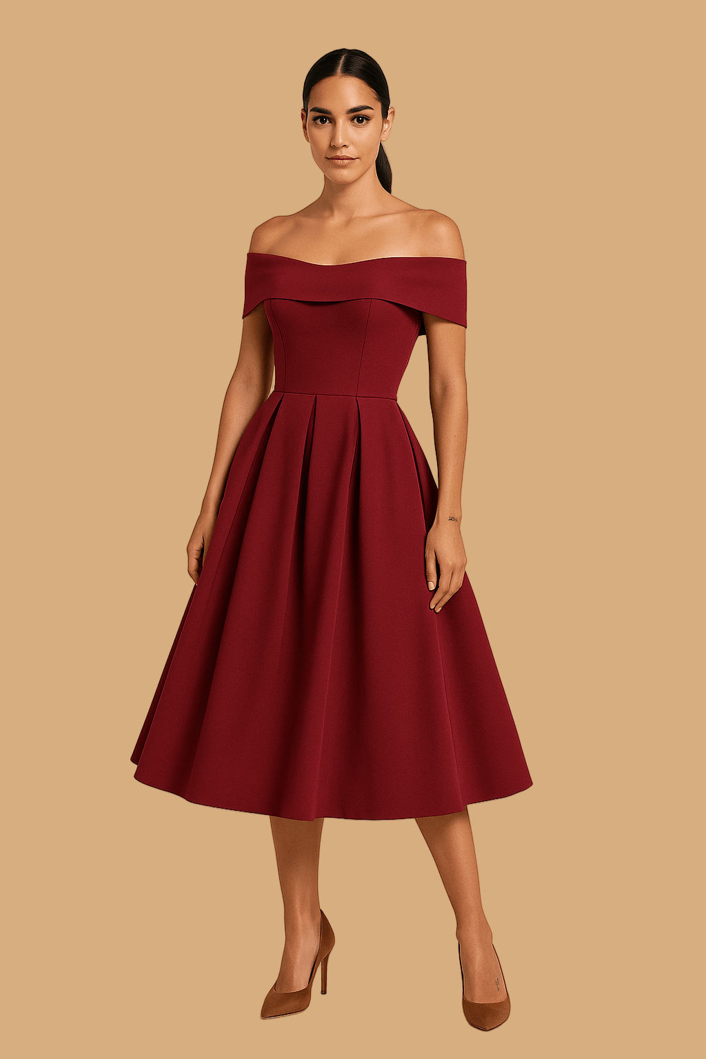 Women’s Amelia Off-Shoulder A-Line Dress | Elegant Fit & Flared Skirt | Formal Evening Wear