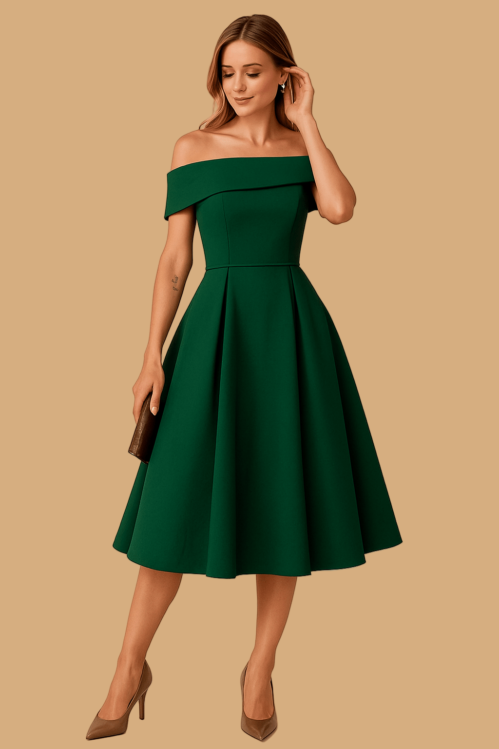 Women’s Amelia Off-Shoulder A-Line Dress | Elegant Fit & Flared Skirt | Formal Evening Wear