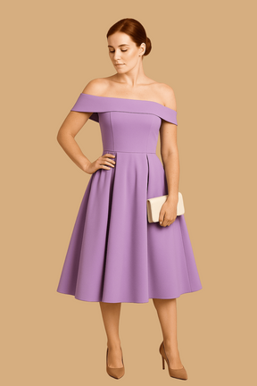 Women’s Amelia Off-Shoulder A-Line Dress | Elegant Fit & Flared Skirt | Formal Evening Wear