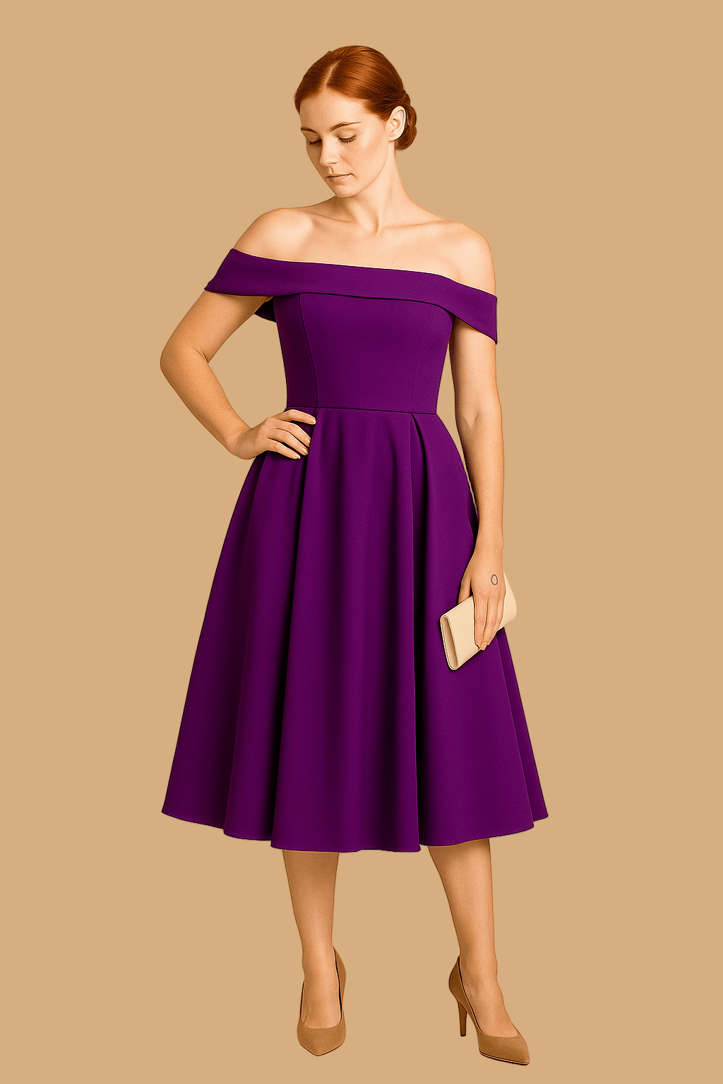 Women’s Amelia Off-Shoulder A-Line Dress | Elegant Fit & Flared Skirt | Formal Evening Wear