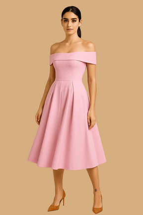 Women’s Amelia Off-Shoulder A-Line Dress | Elegant Fit & Flared Skirt | Formal Evening Wear