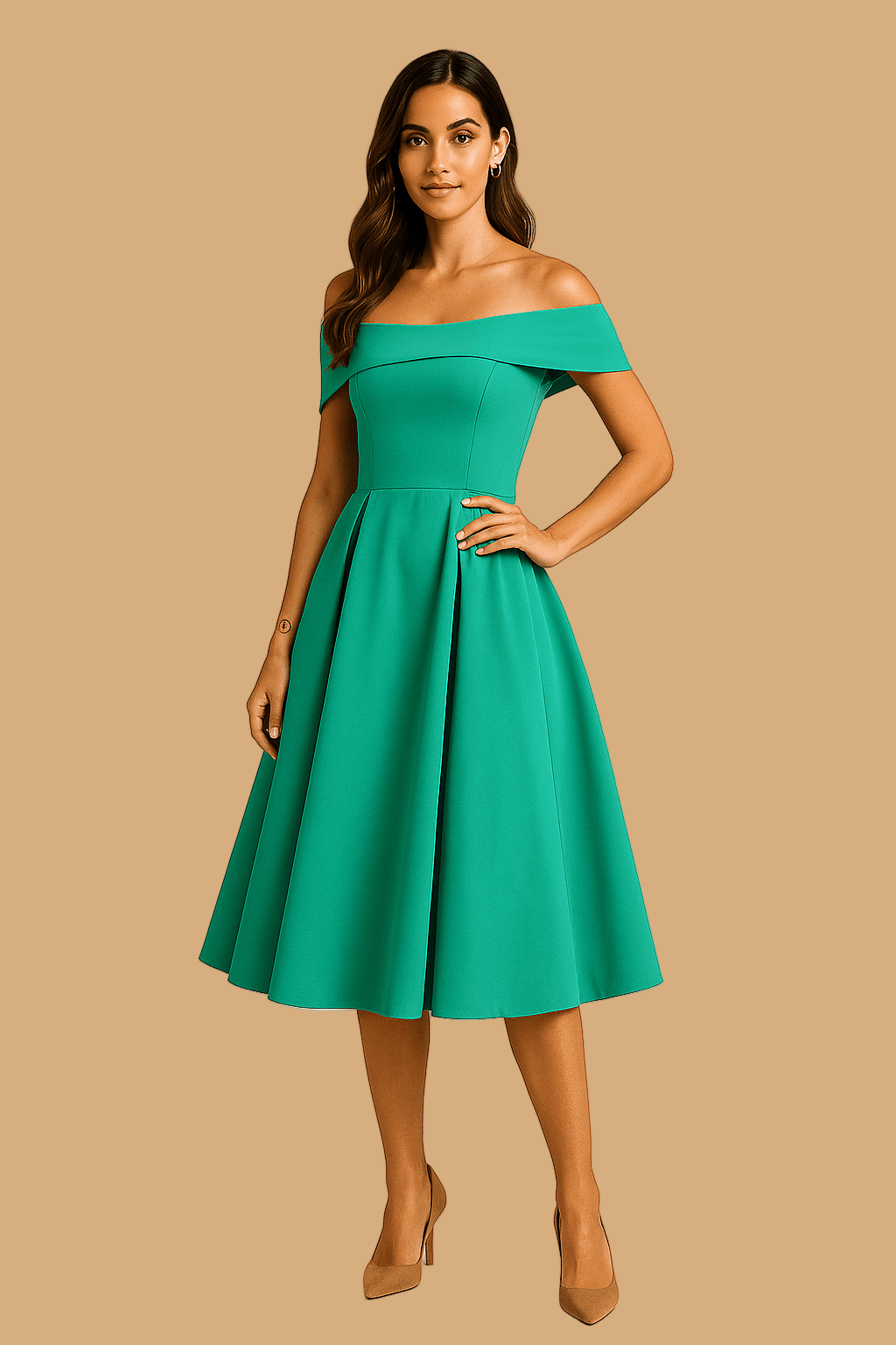 Women’s Amelia Off-Shoulder A-Line Dress | Elegant Fit & Flared Skirt | Formal Evening Wear