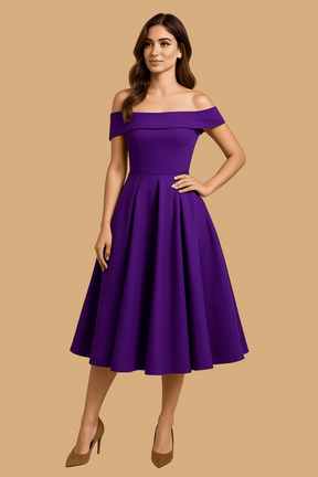 Women’s Amelia Off-Shoulder A-Line Dress | Elegant Fit & Flared Skirt | Formal Evening Wear