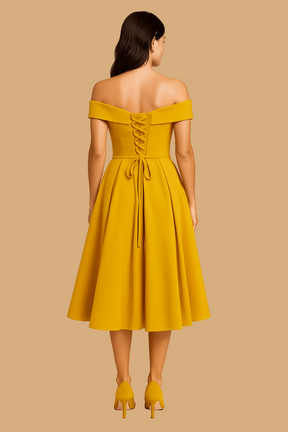 Women’s Amelia Off-Shoulder A-Line Dress | Elegant Fit & Flared Skirt | Formal Evening Wear