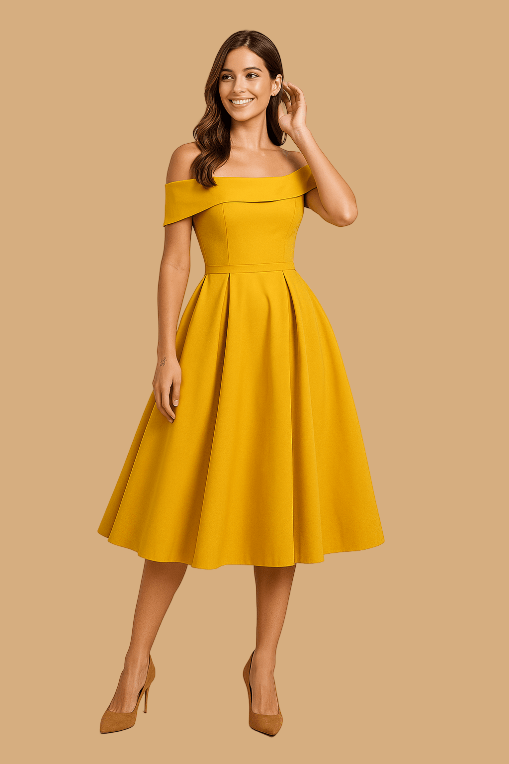 Women’s Amelia Off-Shoulder A-Line Dress | Elegant Fit & Flared Skirt | Formal Evening Wear