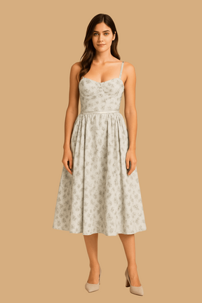 Women’s Elara Summer Dress | Floral V-Neck A-Line | Sleeveless Open Back with Adjustable Straps