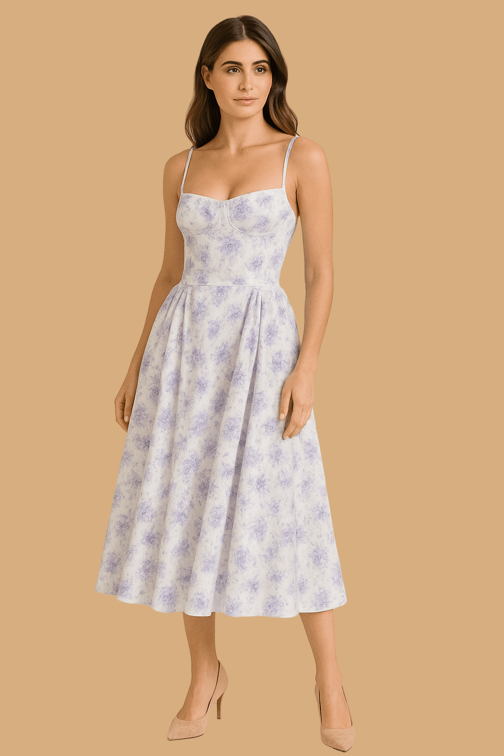 Women’s Elara Summer Dress | Floral V-Neck A-Line | Sleeveless Open Back with Adjustable Straps