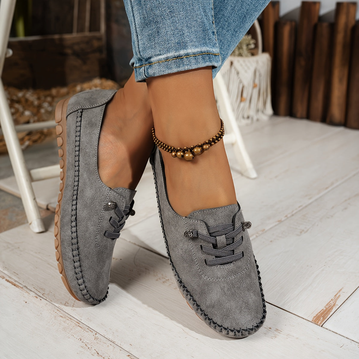 Evelisse | Women's Flexible Sole Lace Up Loafers