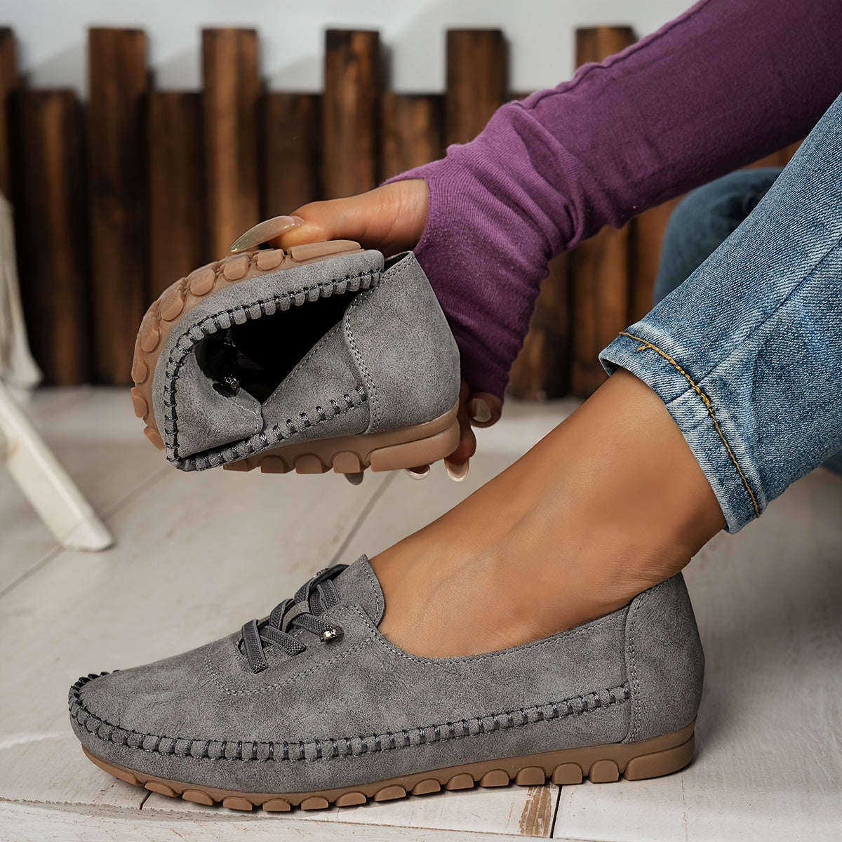 Evelisse | Women's Flexible Sole Lace Up Loafers