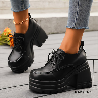 Chunky platform lace-up oxfords with block heel | Selby