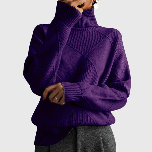 Relaxed cosy knit turtleneck everyday jumper for women | Lunelle